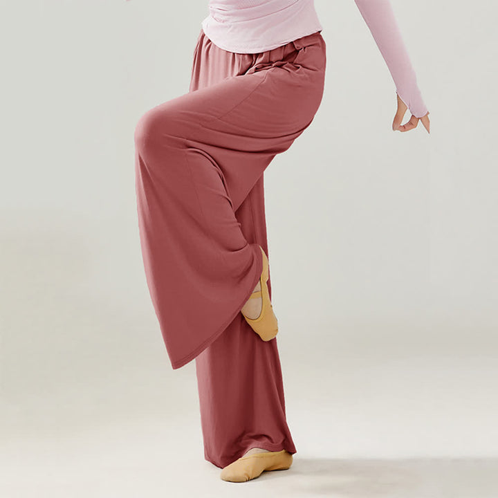 Olivenorma Modal Comfortable Drape Yoga Dance Straight Pants - Rose Red - 2XL - image 15