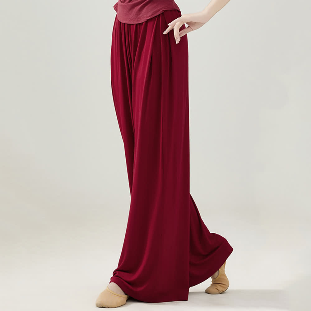 Olivenorma Modal Comfortable Drape Yoga Dance Straight Pants - Red - 2XL - image 18