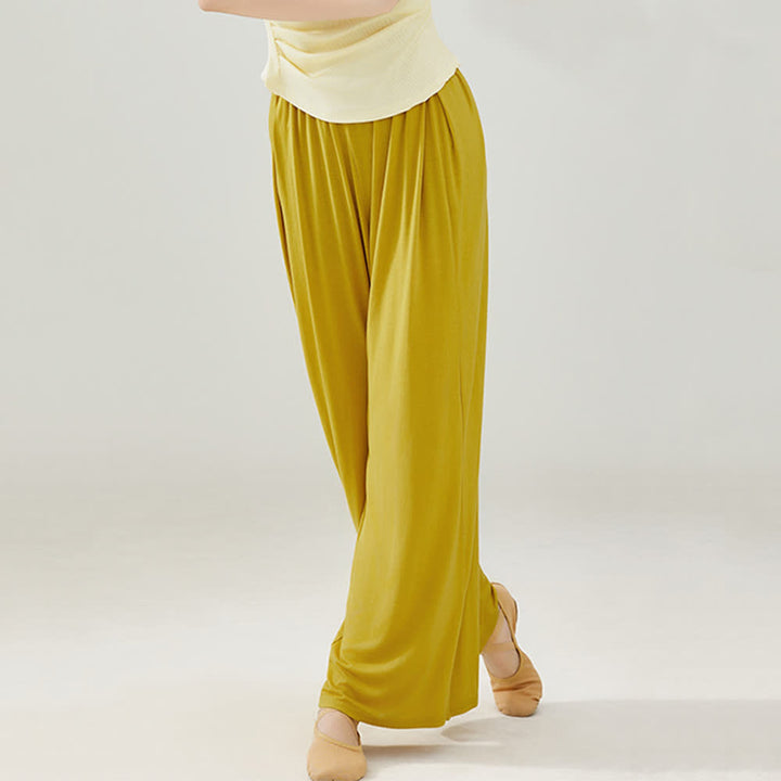 Olivenorma Modal Comfortable Drape Yoga Dance Straight Pants - Yellow - 2XL - image 8