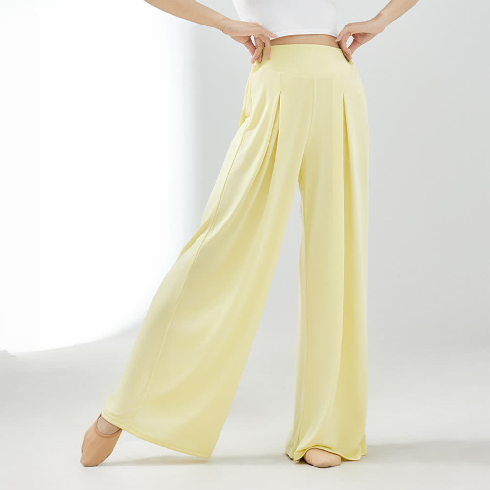 Olivenorma Cuprammonium Rayon Drape Yoga Dance Wide-Leg Pants - Yellow - XL - image 1