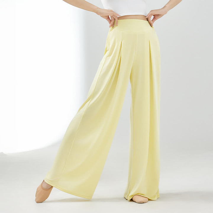 Olivenorma Cuprammonium Rayon Drape Yoga Dance Wide-Leg Pants - Yellow - XL - image 1
