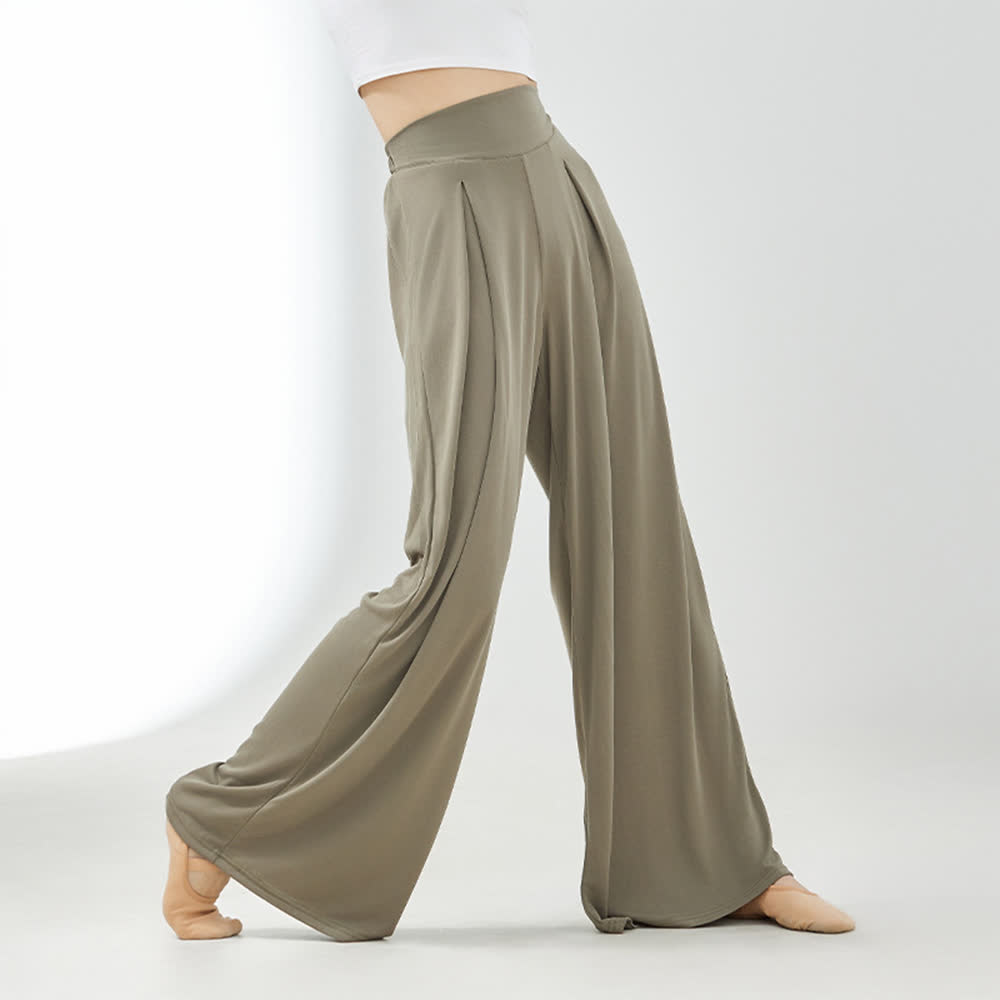 Olivenorma Cuprammonium Rayon Drape Yoga Dance Wide-Leg Pants - Khaki - XL - image 11