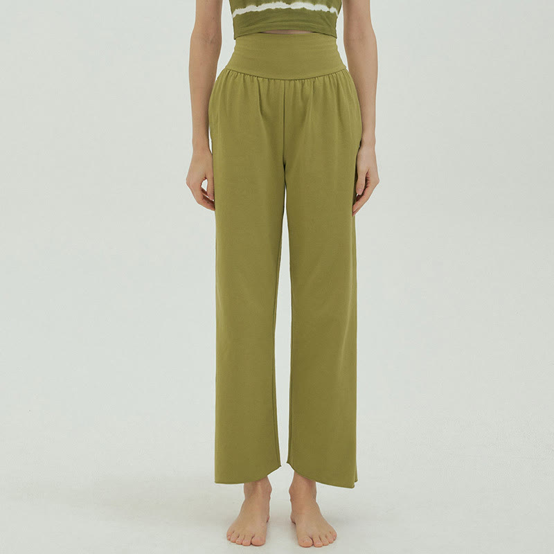 Olivenormafor High Waist Loose Fit Sweatpants Wide Leg Yoga Pants - YellowGreen - L - image 35