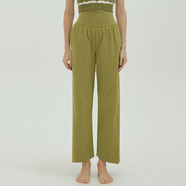 Olivenormafor High Waist Loose Fit Sweatpants Wide Leg Yoga Pants - YellowGreen - L - image 35