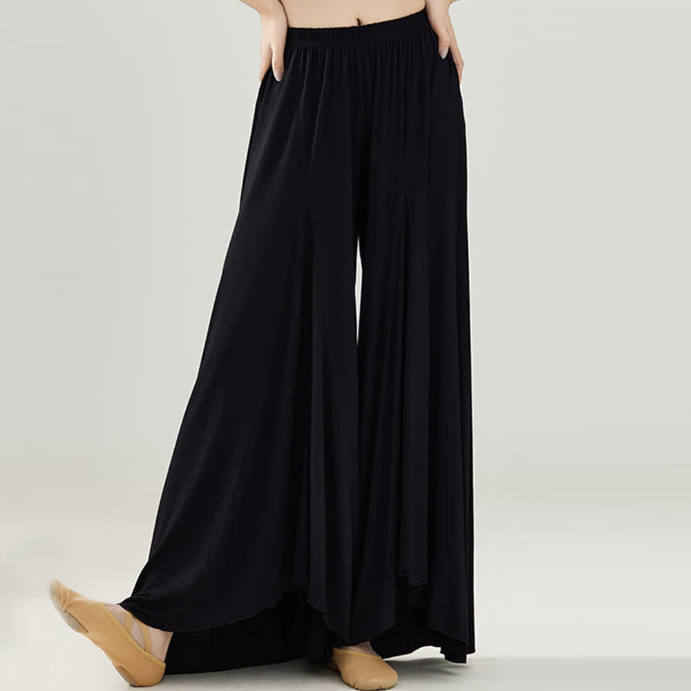 Olivenorma Modal Loose Flowy Ruffle Yoga Pants - Black - XL - image 12