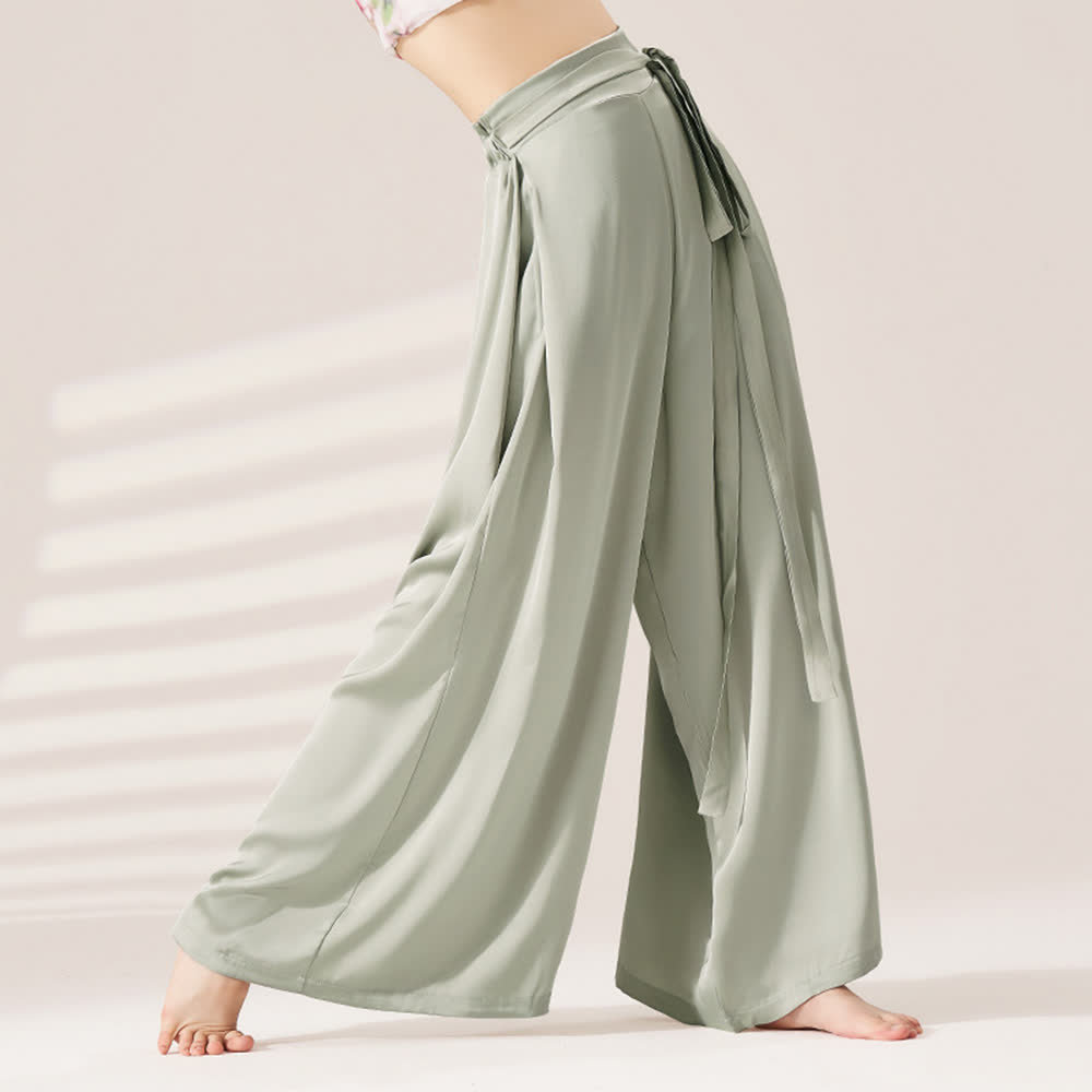 Olivenorma Polyester Flowy Loose Wide-Leg Bandage Yoga Pants - Gray-green - XL - image 5
