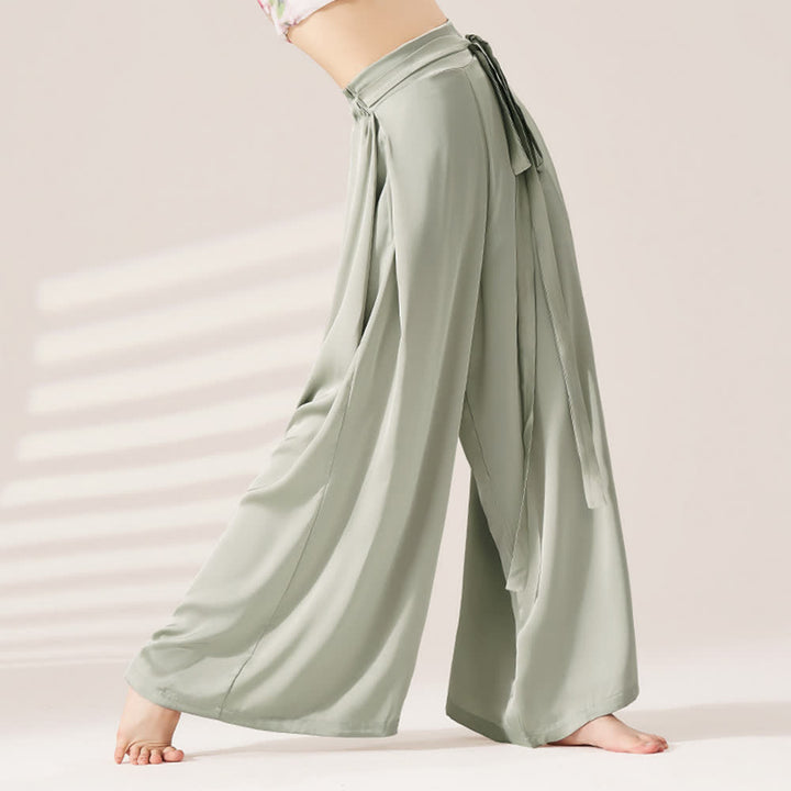 Olivenorma Polyester Flowy Loose Wide-Leg Bandage Yoga Pants - Gray-green - XL - image 5