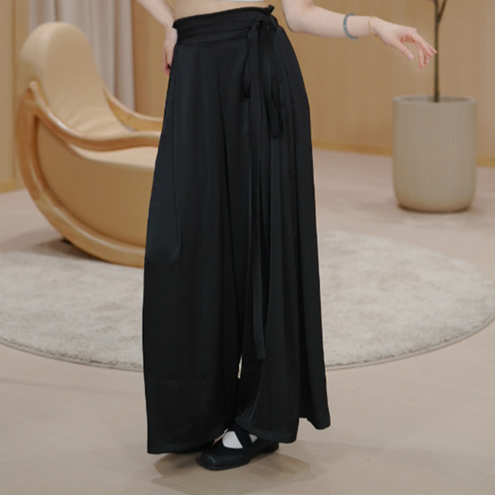 Olivenorma Polyester Flowy Loose Wide-Leg Bandage Yoga Pants - Black - XL - image 17