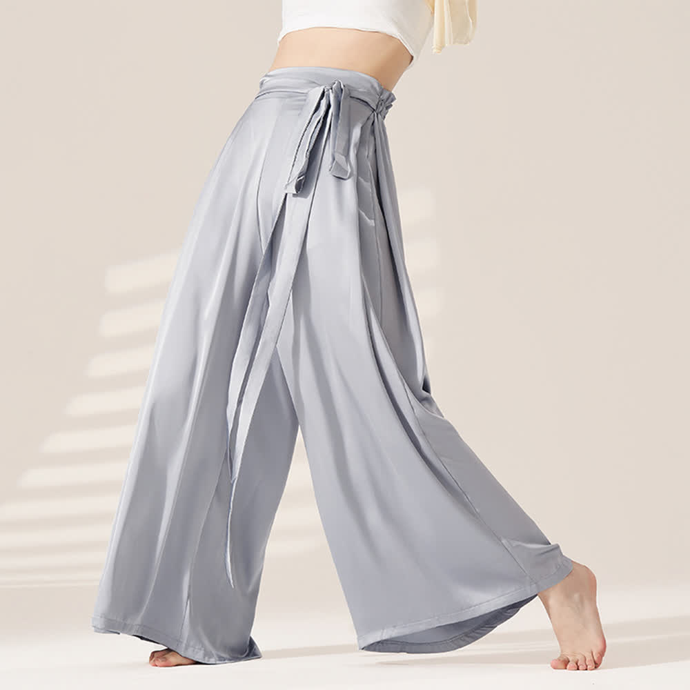 Olivenorma Polyester Flowy Loose Wide-Leg Bandage Yoga Pants - Gray-blue - XL - image 8