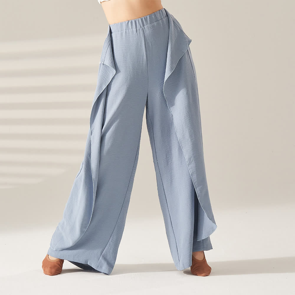 Olivenorma Polyester Flowy Wide-Leg Elastic Yoga Pants - Blue - XL - image 3