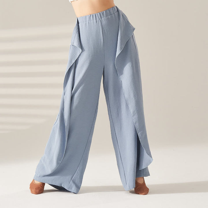 Olivenorma Polyester Flowy Wide-Leg Elastic Yoga Pants - Blue - XL - image 3