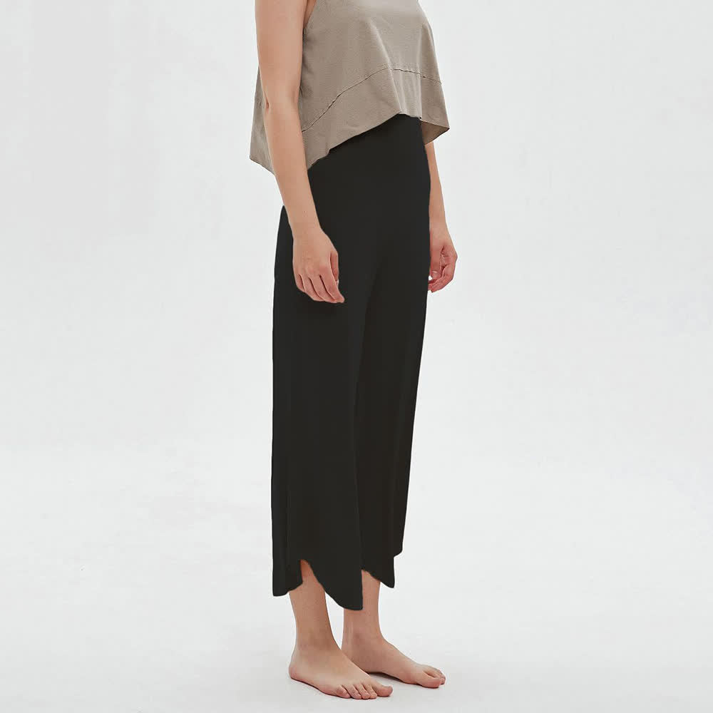 Olivenorma Plain Color High-Waist Wide-Leg Loose Flare Yoga Pants - Black - L - image 10