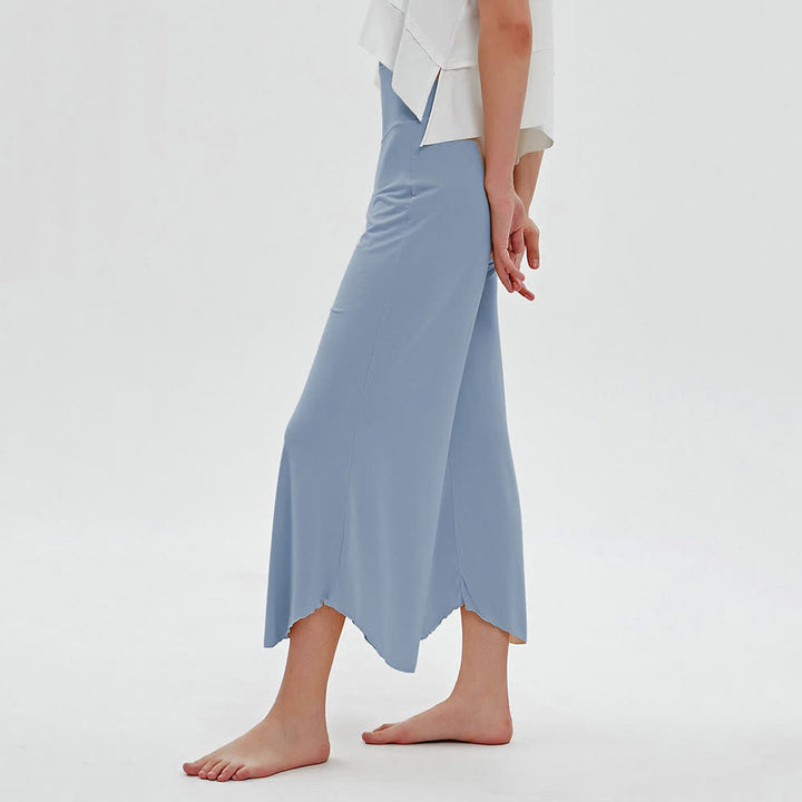 Olivenorma Plain Color High-Waist Wide-Leg Loose Flare Yoga Pants - Blue - L - image 11