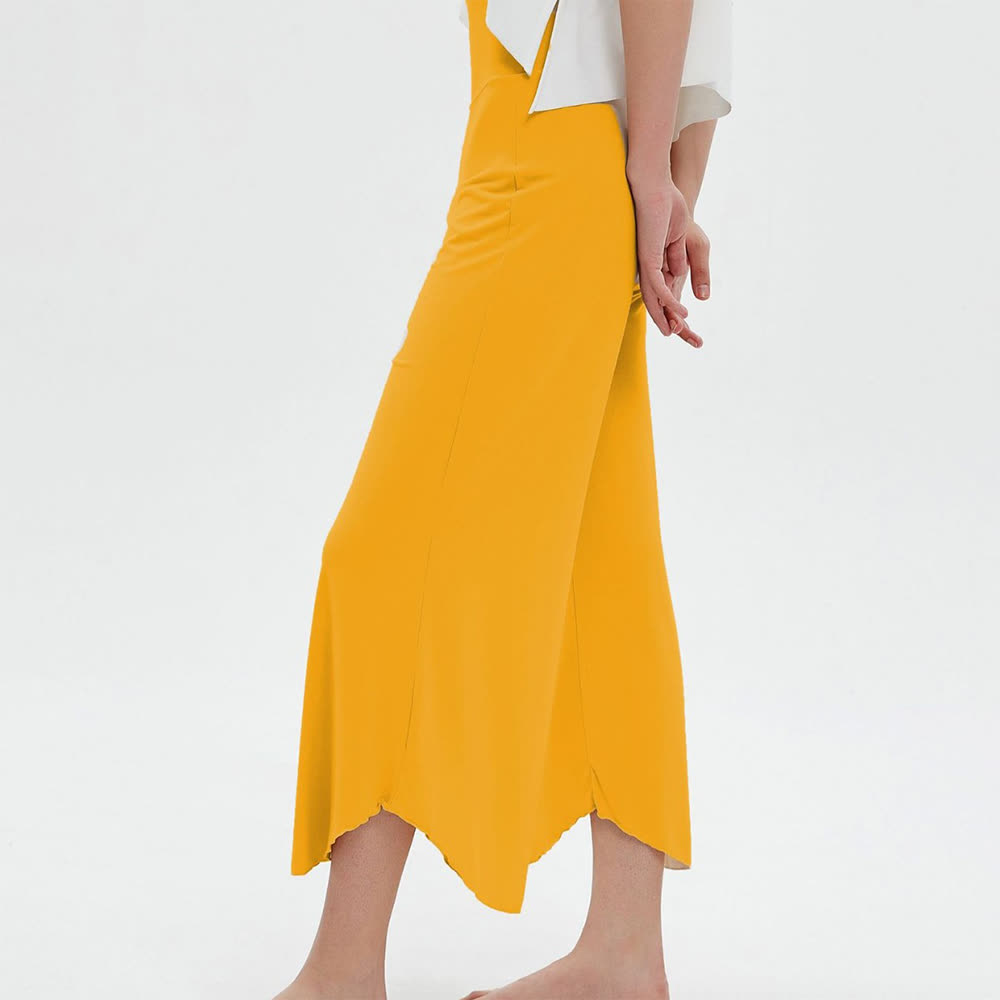 Olivenorma Plain Color High-Waist Wide-Leg Loose Flare Yoga Pants - Yellow - L - image 15