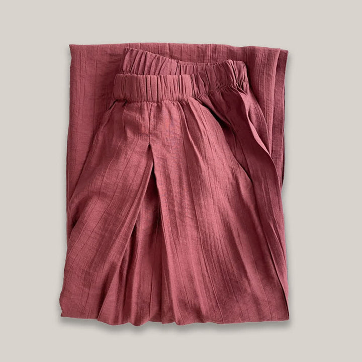 Olivenorma Tencel Cotton Linen Loose Wide-Leg Yoga Pants - Purple - L - image 8