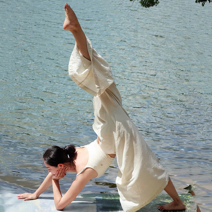 Olivenorma Tencel Cotton Linen Loose Wide-Leg Yoga Pants - image 3