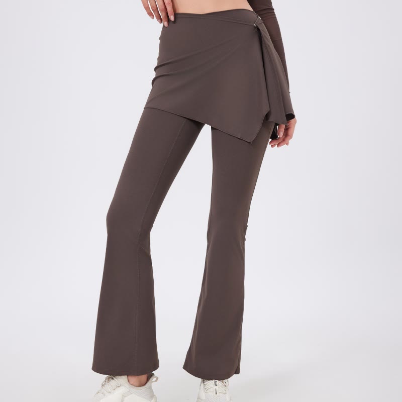 Olivenorma Wide Leg Flare Leggings 2Pcs Hip Cover Up And Yoga Pants Set - Sienna - XL - image 1