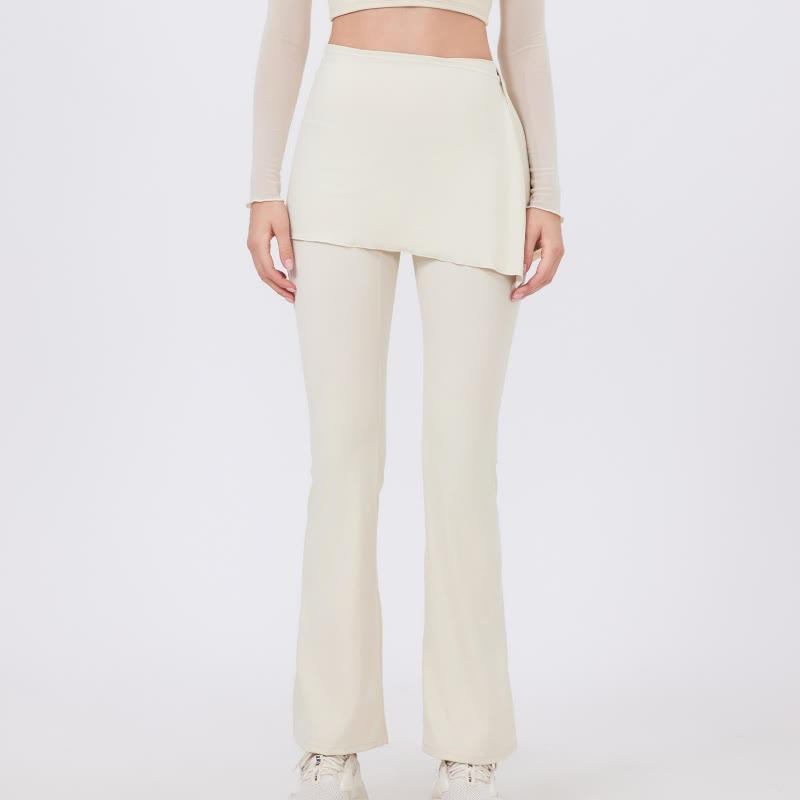 Olivenorma Wide Leg Flare Leggings 2Pcs Hip Cover Up And Yoga Pants Set - White - XL - image 11