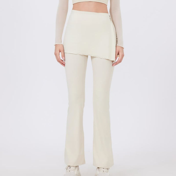 Olivenorma Wide Leg Flare Leggings 2Pcs Hip Cover Up And Yoga Pants Set - White - XL - image 11