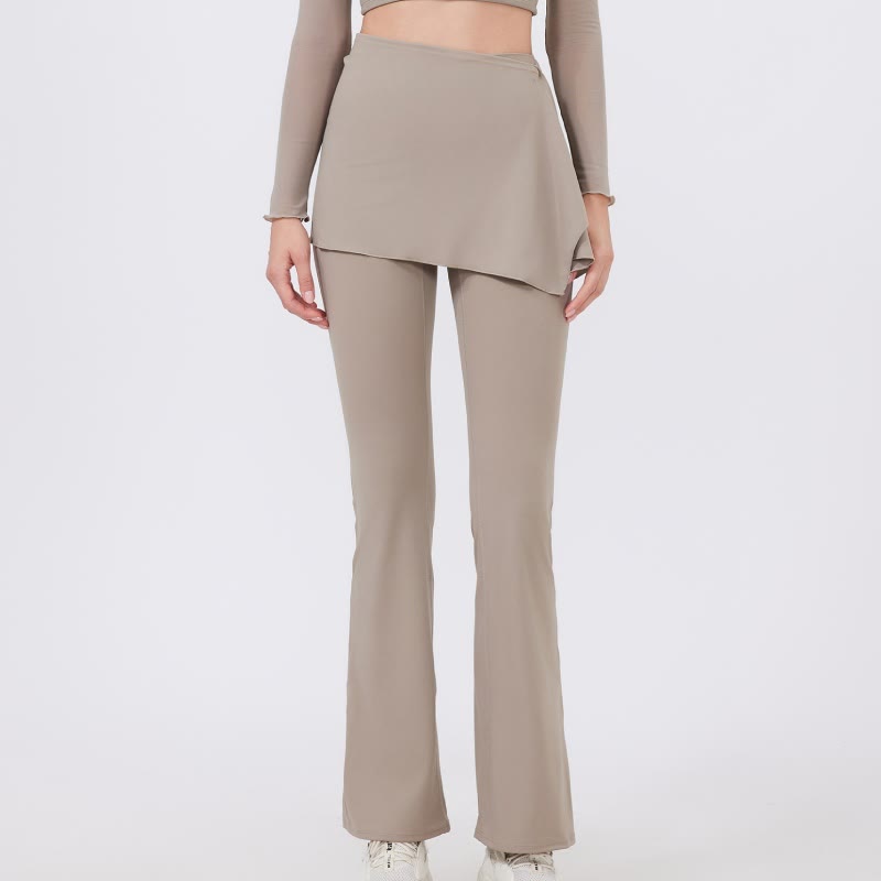 Olivenorma Wide Leg Flare Leggings 2Pcs Hip Cover Up And Yoga Pants Set - Beige - XL - image 14