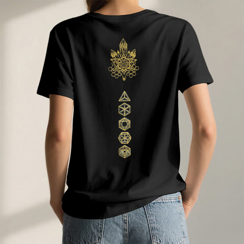 Olivenorma Soft Graphic Tee Metatron's Cube V-Neck Spiritual T-Shirts - image 4