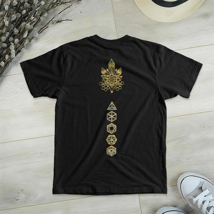 Olivenorma Soft Graphic Tee Metatron's Cube V-Neck Spiritual T-Shirts - image 2