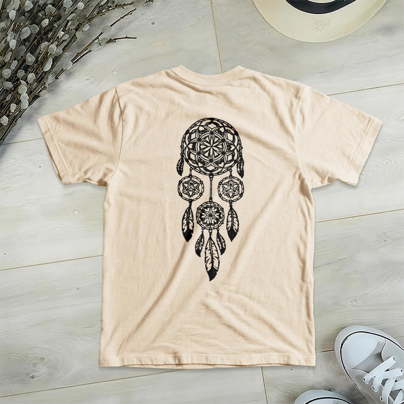 Olivenorma Flower Of Life Ward Off Evil Dreamcatcher Printed Geometry V-Neck T-Shirt - image 17