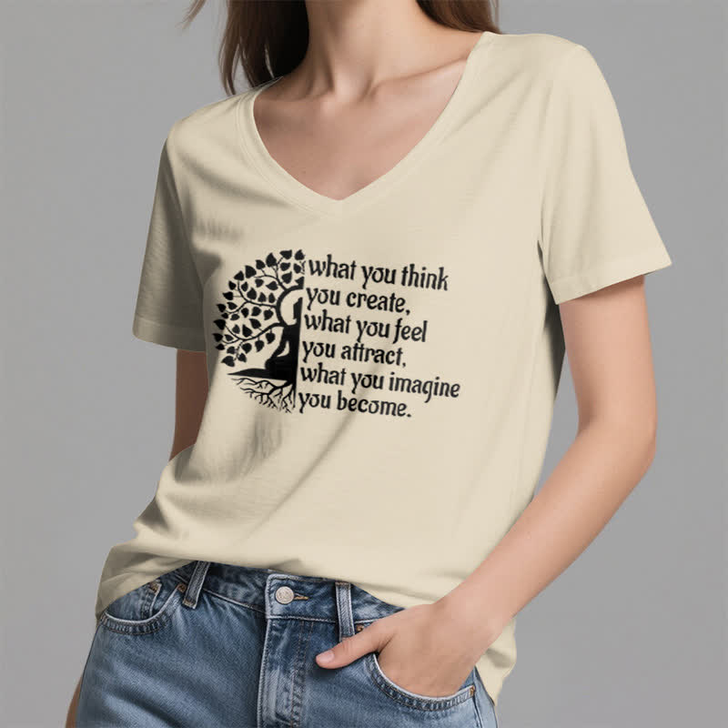 Olivenorma "What You Think You Create" V-Neck T-Shirt - image 22