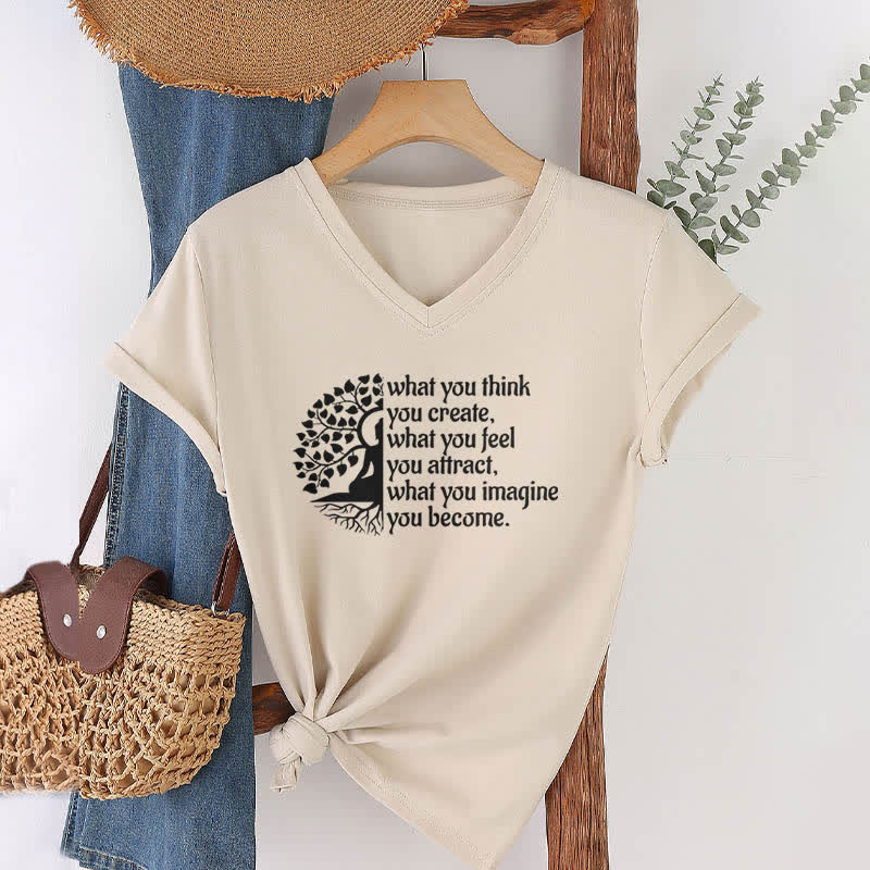 Olivenorma "What You Think You Create" V-Neck T-Shirt - Khaki - 2XL - image 21