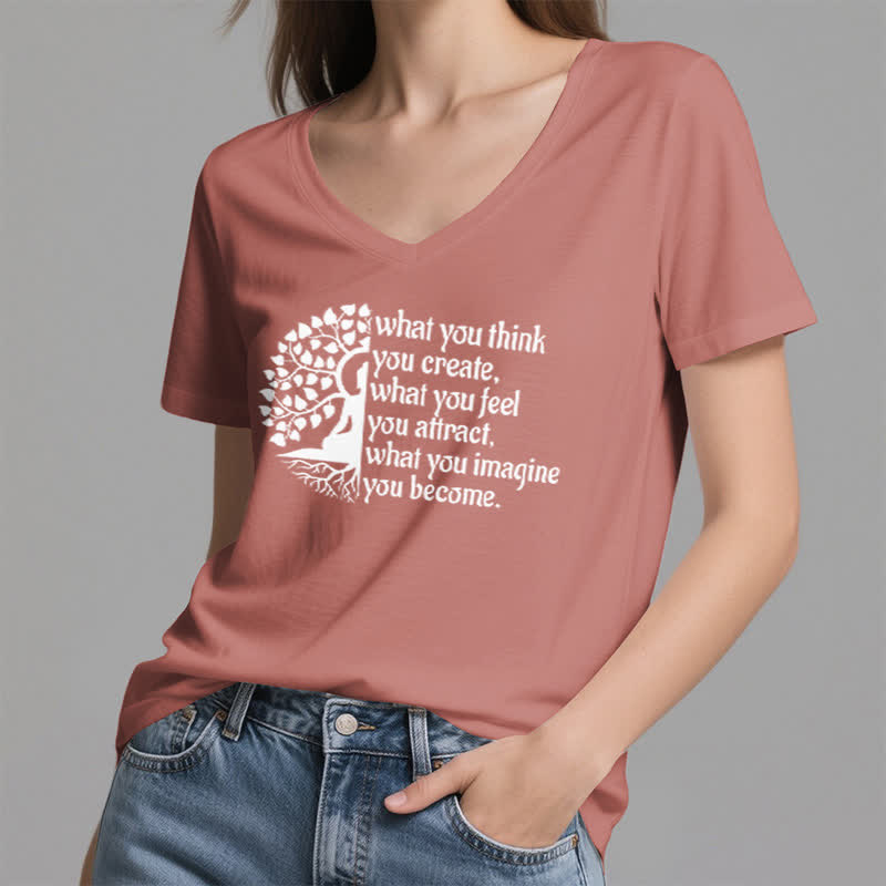 Olivenorma "What You Think You Create" V-Neck T-Shirt - image 18