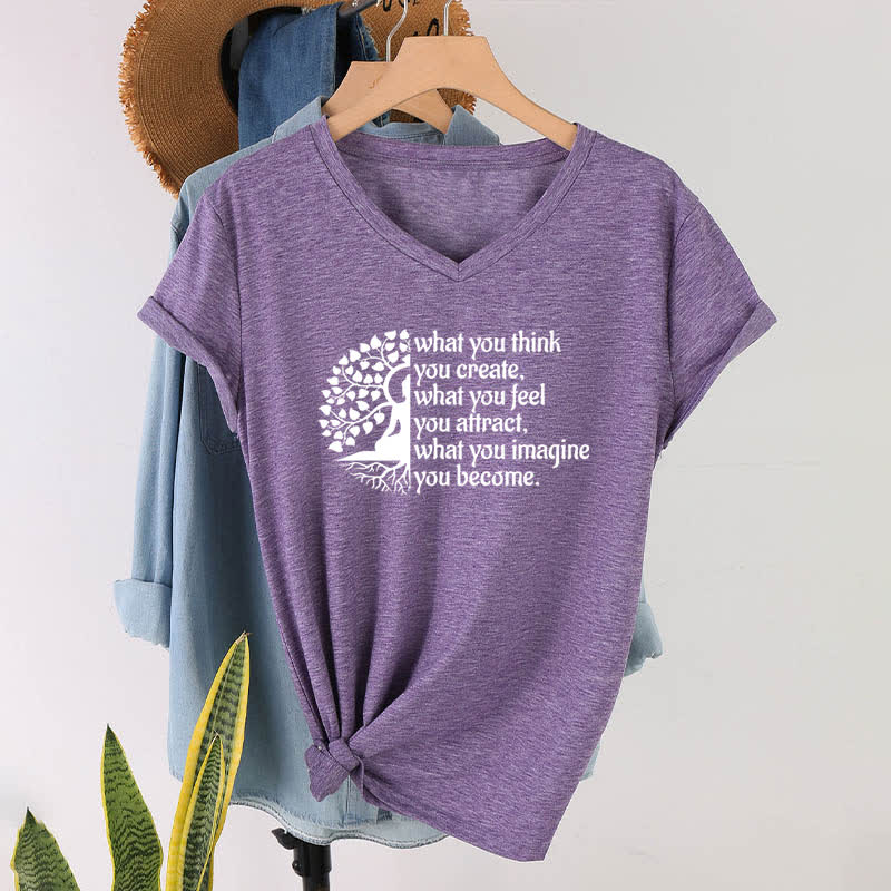 Olivenorma "What You Think You Create" V-Neck T-Shirt - Purple - 2XL - image 25