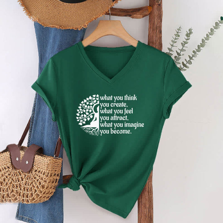 Olivenorma "What You Think You Create" V-Neck T-Shirt - Dark Green - 2XL - image 5