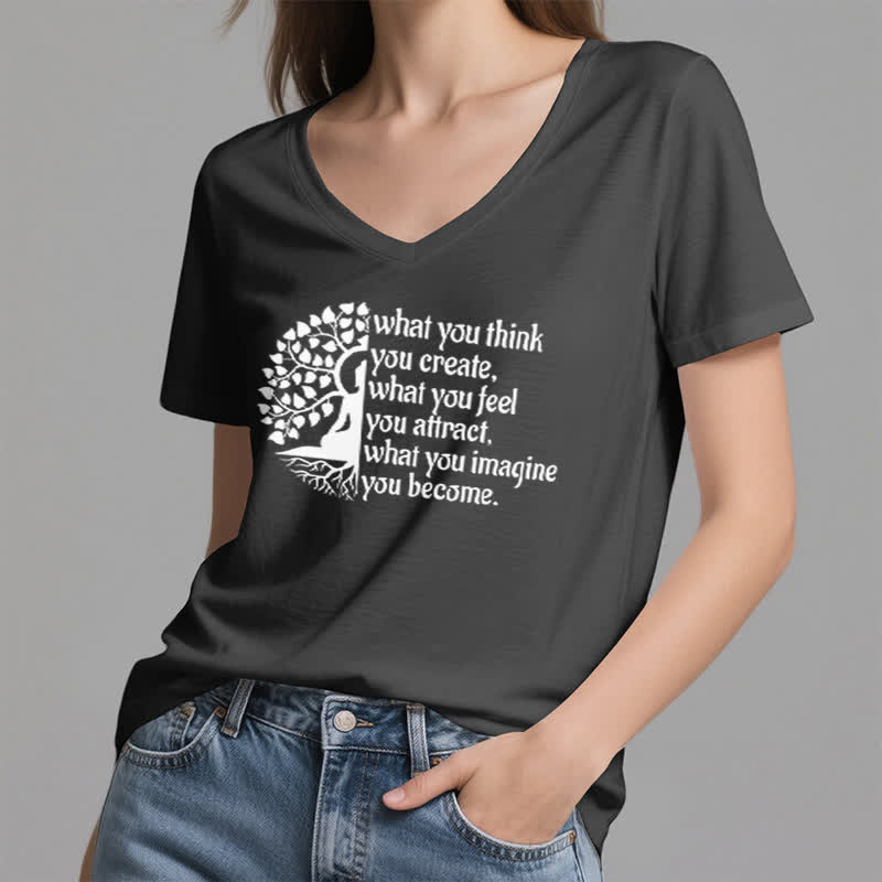 Olivenorma "What You Think You Create" V-Neck T-Shirt - image 10