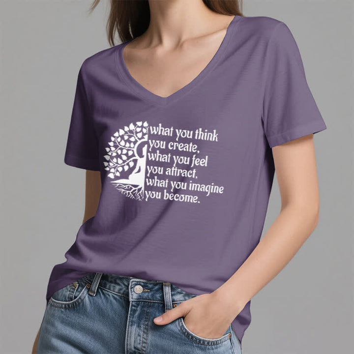 Olivenorma "What You Think You Create" V-Neck T-Shirt - image 26