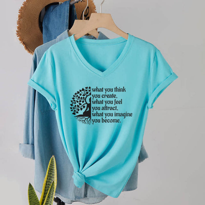 Olivenorma "What You Think You Create" V-Neck T-Shirt - Lake Blue - 2XL - image 23