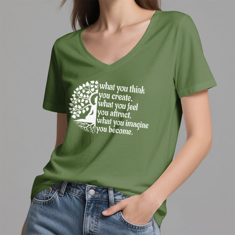 Olivenorma "What You Think You Create" V-Neck T-Shirt - image 8