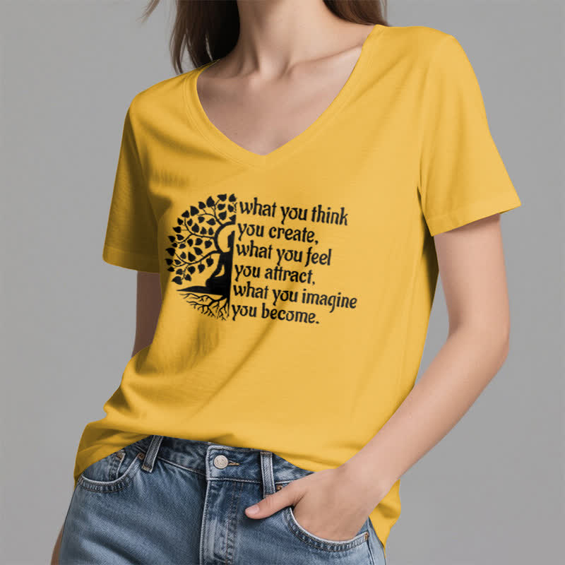 Olivenorma "What You Think You Create" V-Neck T-Shirt - image 16