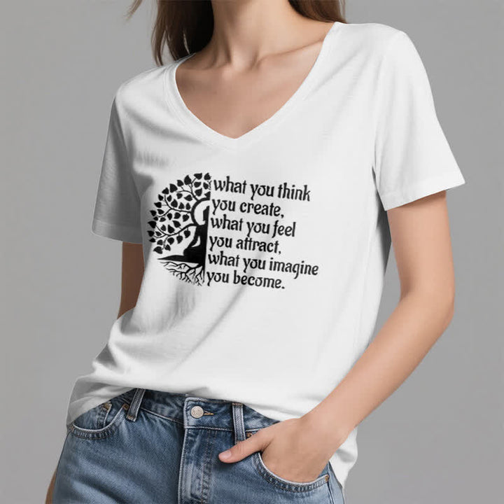 Olivenorma "What You Think You Create" V-Neck T-Shirt - image 2