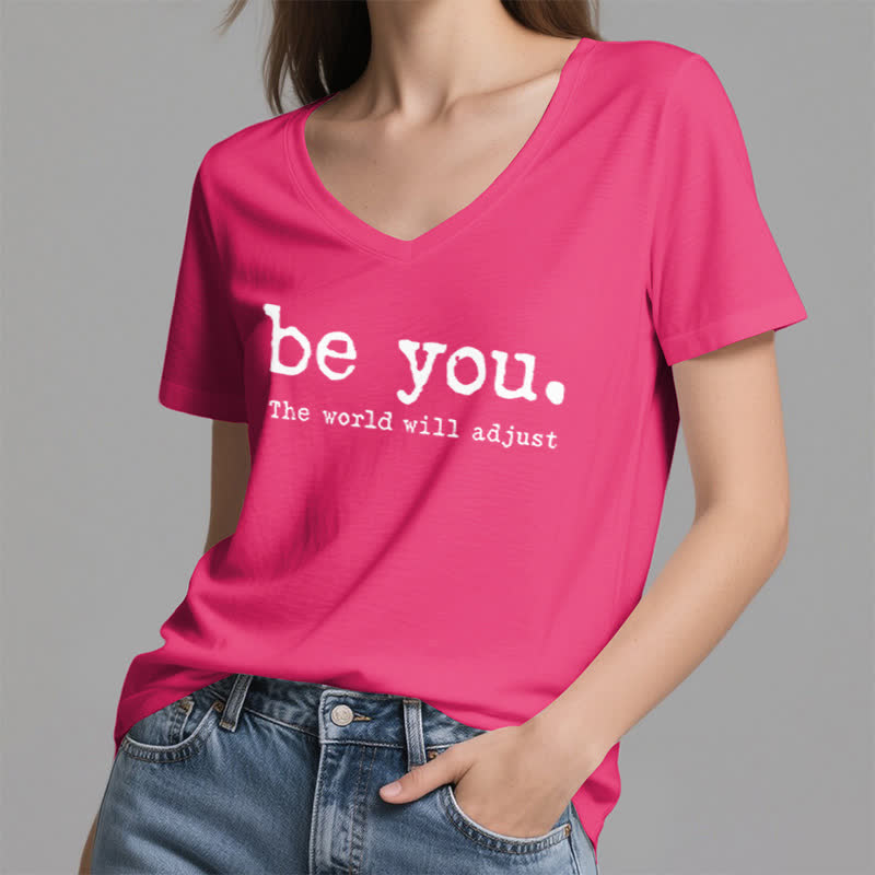 Olivenorma "Be You The World Will Adjust" V-Neck T-Shirt - image 20