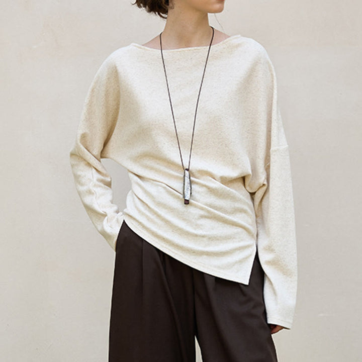 Olivenorma Designed Long Sleeve Cotton Linen Blouses Regular Fit Tops Sweatshirt - image 3