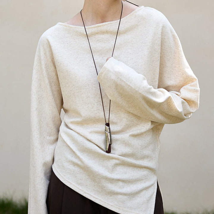 Olivenorma Designed Long Sleeve Cotton Linen Blouses Regular Fit Tops Sweatshirt - image 1