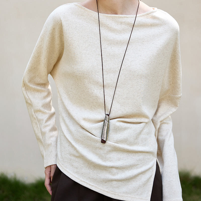 Olivenorma Designed Long Sleeve Cotton Linen Blouses Regular Fit Tops Sweatshirt - image 2