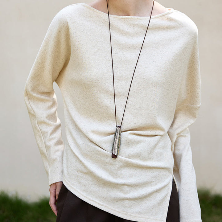 Olivenorma Designed Long Sleeve Cotton Linen Blouses Regular Fit Tops Sweatshirt - image 2