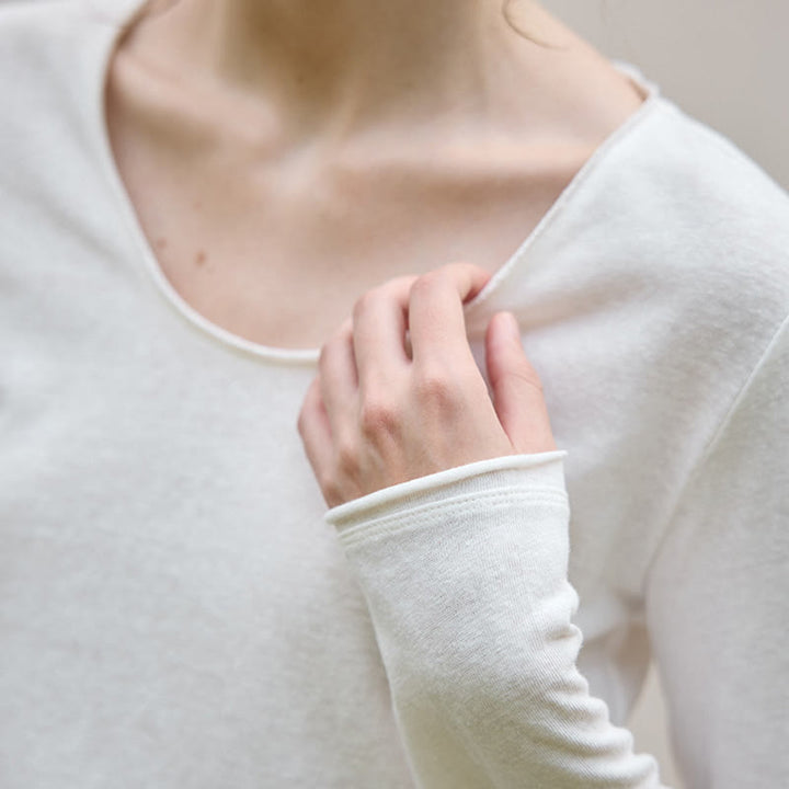 Olivenorma Solid Color U-shaped Collared Rolled Long-Sleeve Top Women Sweatshirt - image 7