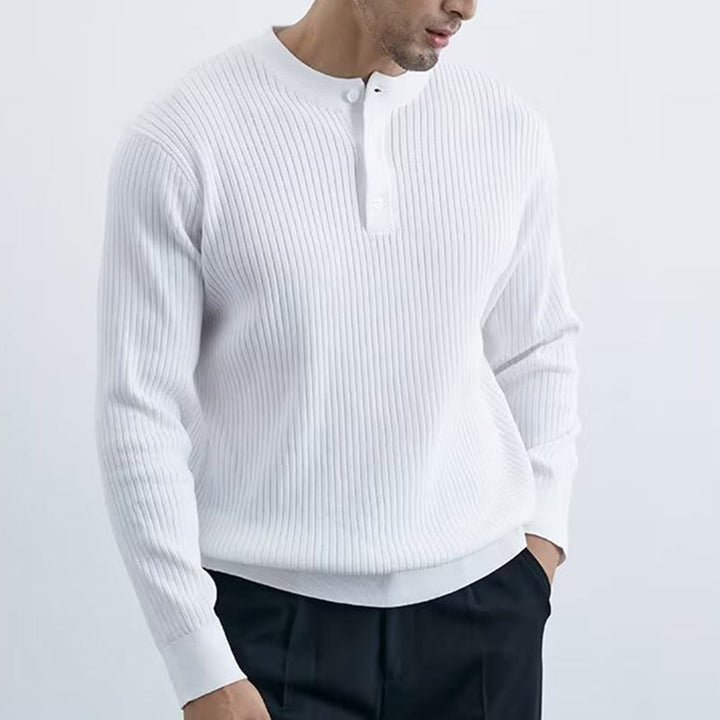 Olivenorma Mens Long Sleeve Business Tops Ribbed Knit Sweatshirt - White - 3XL - image 7