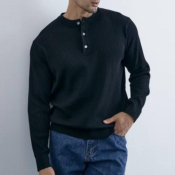 Olivenorma Mens Long Sleeve Business Tops Ribbed Knit Sweatshirt - image 4