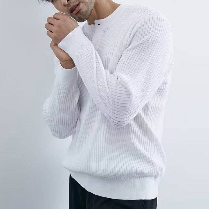 Olivenorma Mens Long Sleeve Business Tops Ribbed Knit Sweatshirt - image 9