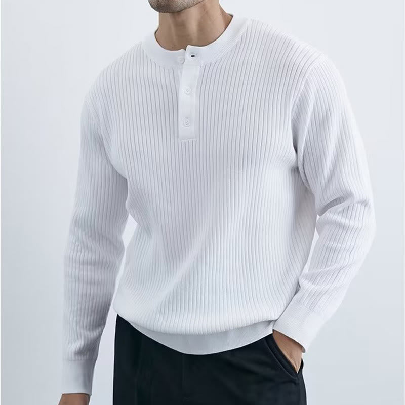 Olivenorma Mens Long Sleeve Business Tops Ribbed Knit Sweatshirt - image 8