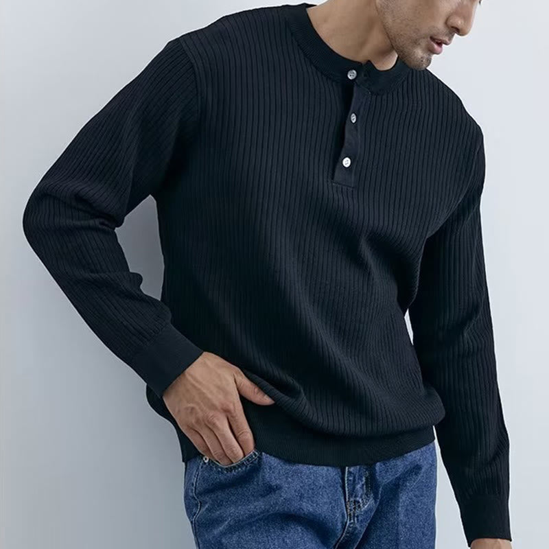 Olivenorma Mens Long Sleeve Business Tops Ribbed Knit Sweatshirt - image 3