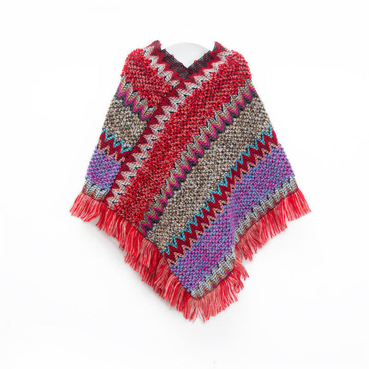 Olivenorma Boho Chic Fringe Wrap Shawl - Bright Red - image 7